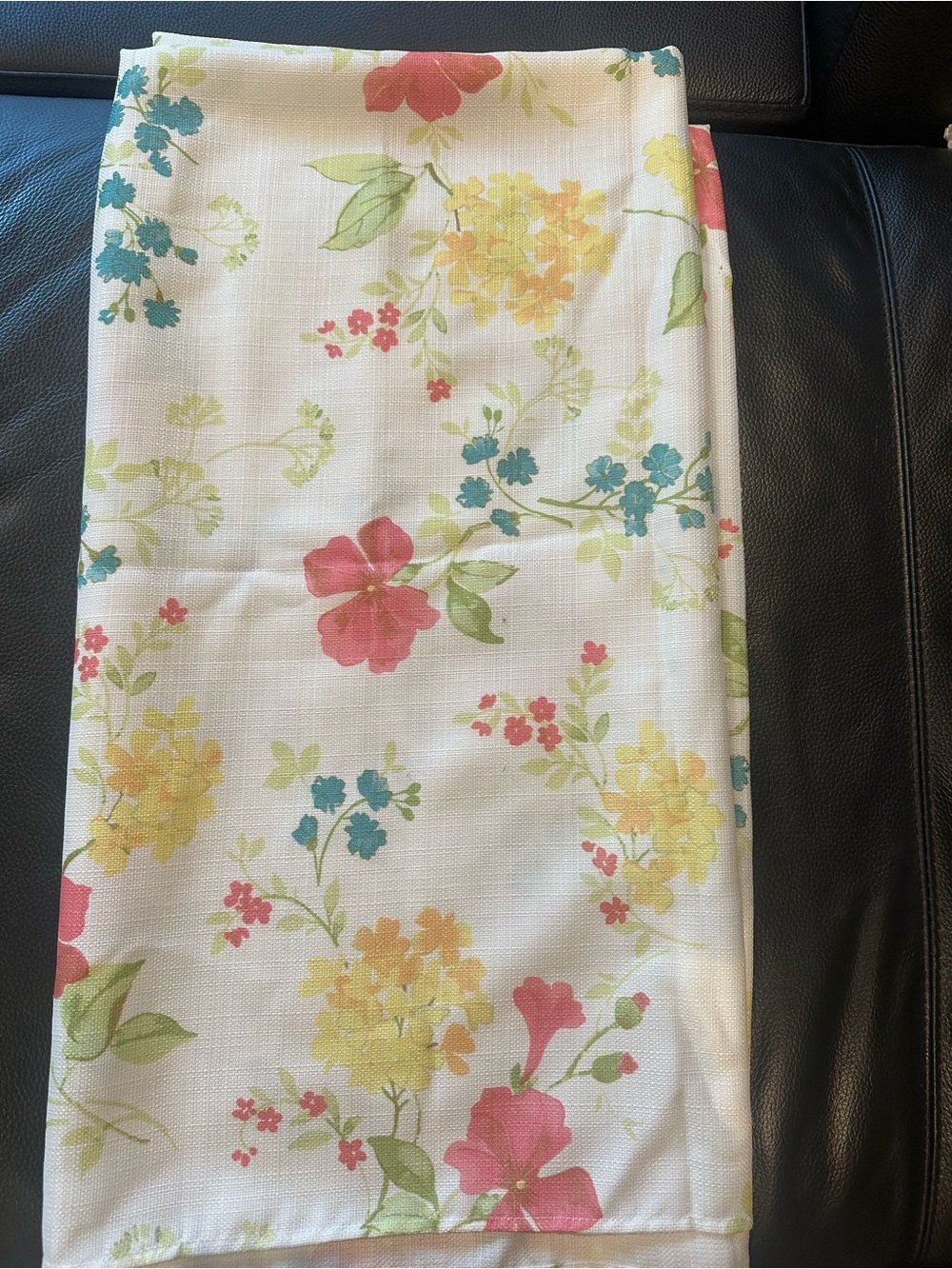 Kohl's Floral Tablecloth in White with Pink, Yellow, Blue, and Green Accents